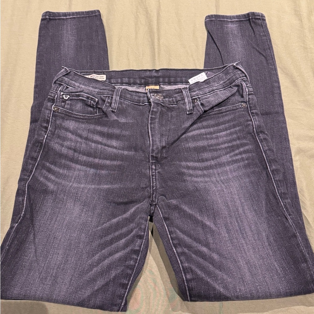 True Religion Halle Mid Rise Super Skinny Grayish Black Denim Jeans